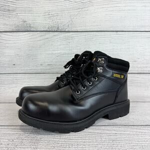 Brahma Men's Black Steel Toe Leather Heavy Duty Work Boots Size 14W